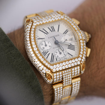 Cartier Roadster XL Chronograph 2619 in 18K Gold Diamond Set Watch – Assay Jewelers