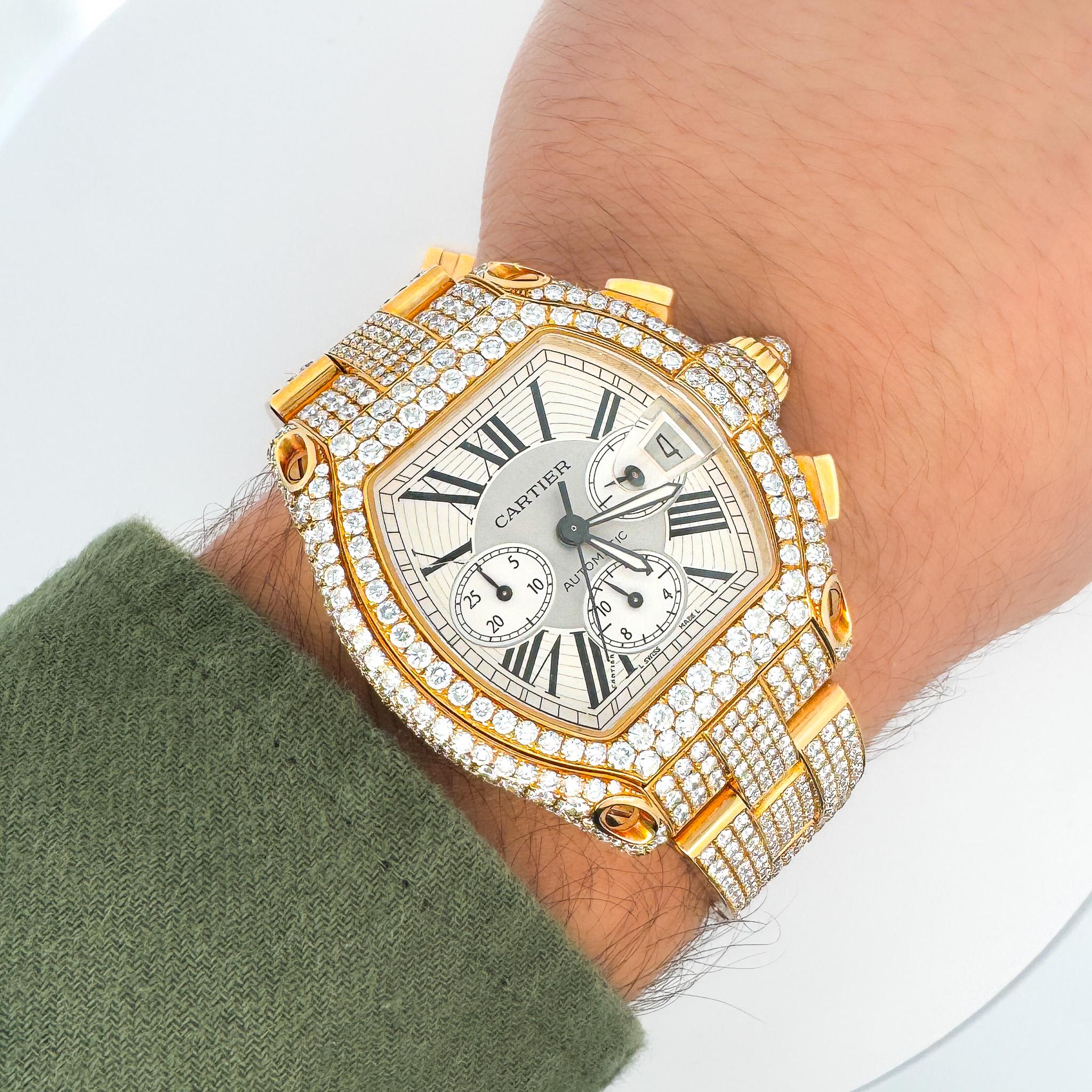 Cartier Roadster XL Chronograph 2619 18K Gold Diamond Watch – ASSAY