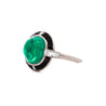 Cartier Signed Art Deco Colombian Emerald Onyx & Diamond Platinum Ring