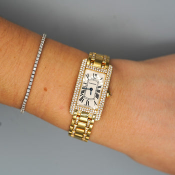 Cartier Tank 1710 Américaine Diamond Bezel Quartz 18K Gold Watch – Assay Jewelers