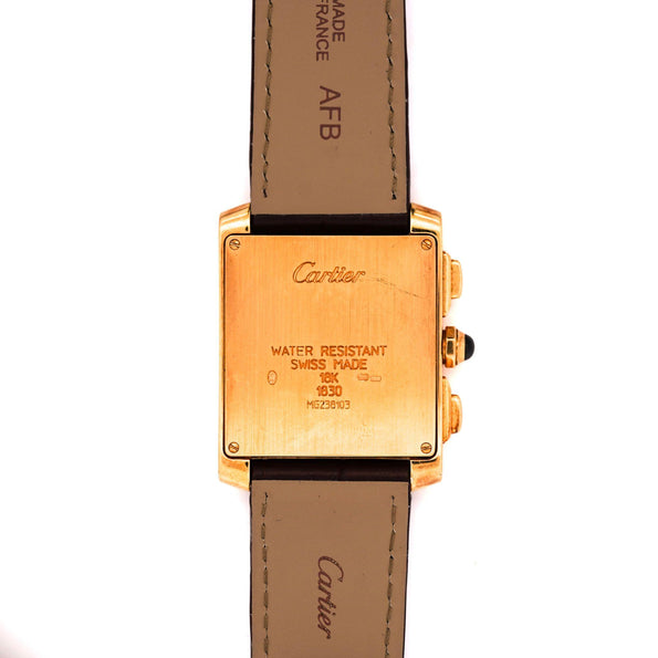 Cartier Tank Francaise Chronograph XL 1830 18K Gold Leather Watch