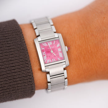 Cartier Tank Francaise Raspberry Rose Dial Christmas Edition Watch Full Set – Assay Jewelers