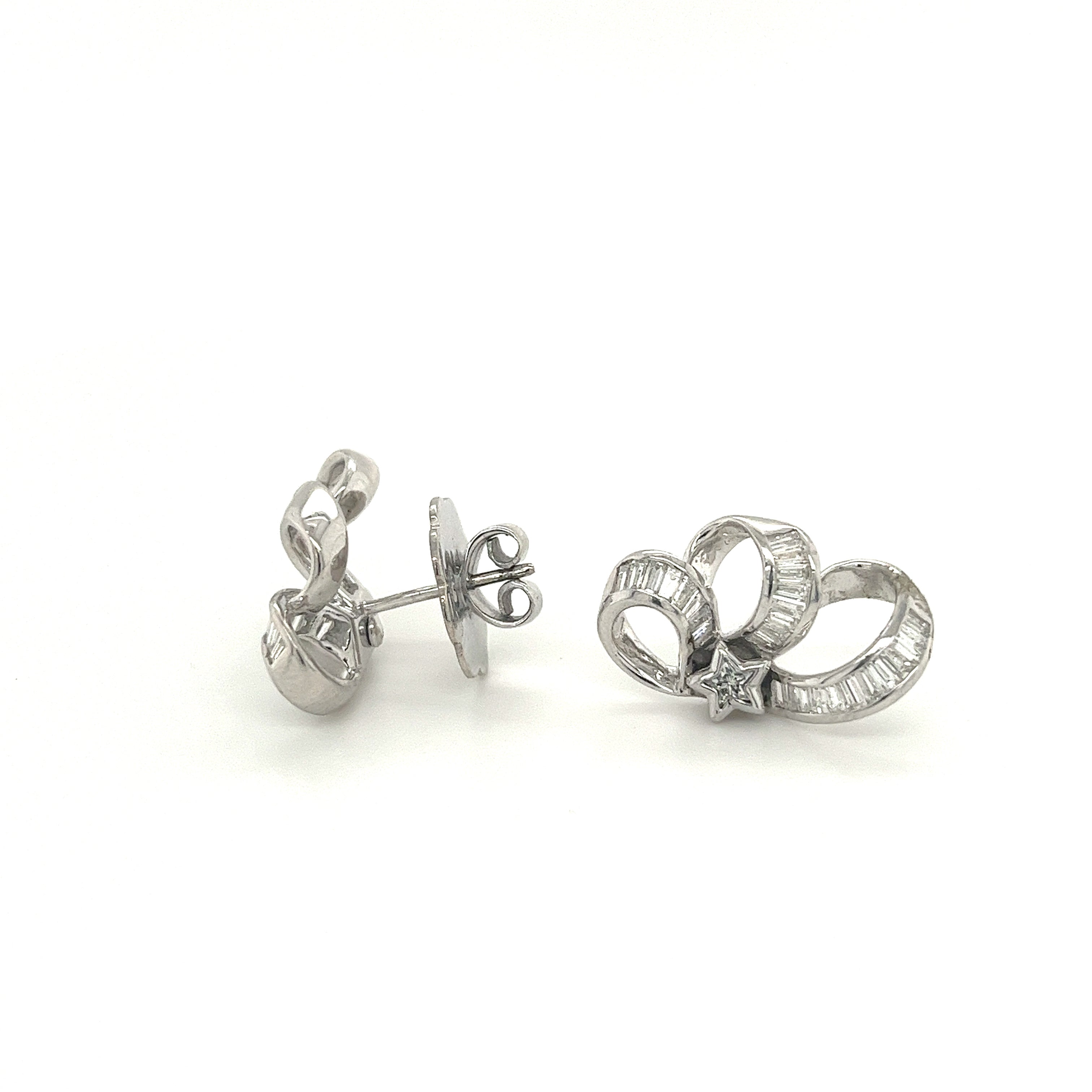 Celestial Cloud and Star Diamond Stud Earrings in 18k White Gold-Earrings-ASSAY