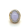 Certified 18K Gold Lavender Jade and Round Diamond Halo Ring-Rings-ASSAY