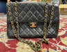 Chanel Vintage Jumbo Black Quilted Lambskin Charm "CC" 24K Tassel Handbag Purse