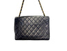 Chanel Vintage Jumbo Single Shoulder Flap Dark Blue Quilted Lambskin Charm Purse