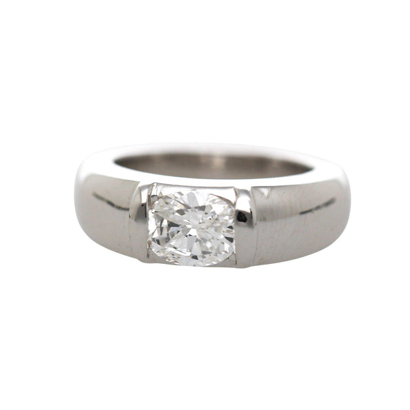 Chaumet Paris GIA Certified Cushion Cut Diamond 18K White Gold Tension Set Ring