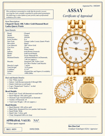 Chopard Classic 10/6206 18K Gold 25mm Diamond Bezel White Dial Watch – Assay Jewelers