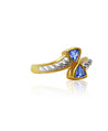 Curved Triangle Cut Tanzanite Ring in 14k Yellow and White Gold - ASSAY