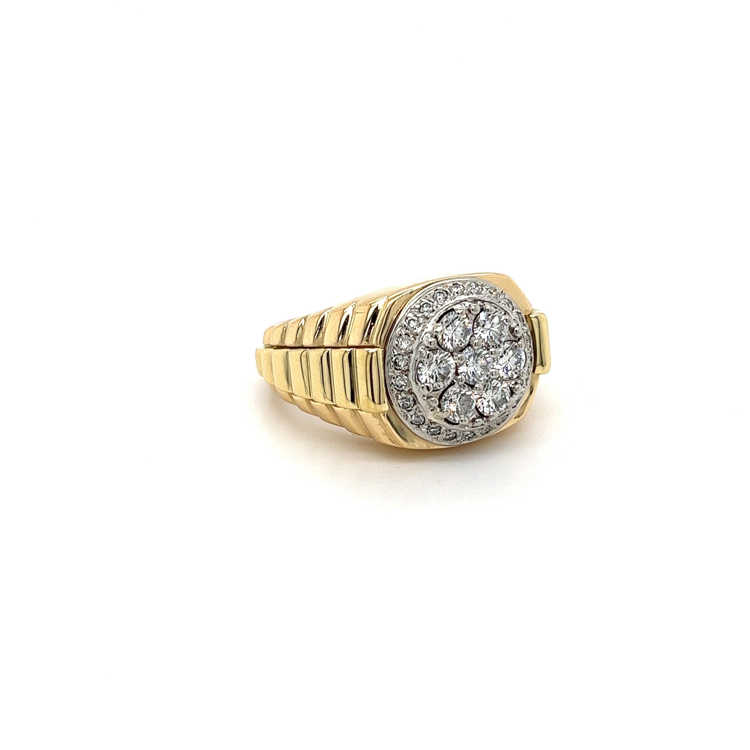 Signet Style Natural Round Diamond Cluster Mens Ring in 18k Gold-Rings-ASSAY