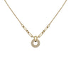 Diamond Pave Open Circle Pendant 14K Gold Paperclip Chain Necklace