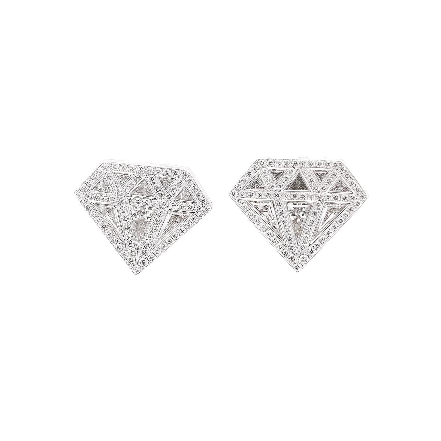 Diamond Shaped 2 CTTW Diamond Stud in 18K White Gold Earrings