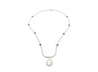 EGL Certified 5.02 Carat Pear Diamond Pendant and Diamond Halo & Sapphire Detail