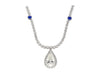 EGL Certified 5.02 Carat Pear Diamond Pendant and Diamond Halo & Sapphire Detail