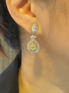 EGL Certified 5.68 Carat Multi Cut White & Yellow Diamond Inverse Dangle Earring-Earrings-ASSAY