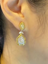 EGL Certified 5.68 Carat Multi Cut White & Yellow Diamond Inverse Dangle Earring