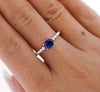 East West Oval Blue Sapphire and Diamond 18K White Gold Textured Ring