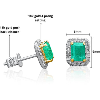 Emerald Cut Colombian Emerald Stud Earrings in 18k white and yellow gold – Assay Jewelers