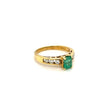 Emerald Cut Natural Emerald and Channel Set Diamond in 18k Yellow Gold Ring