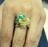 Emerald Diamond 18K Gold Floral Blossom Matte Finish Ring