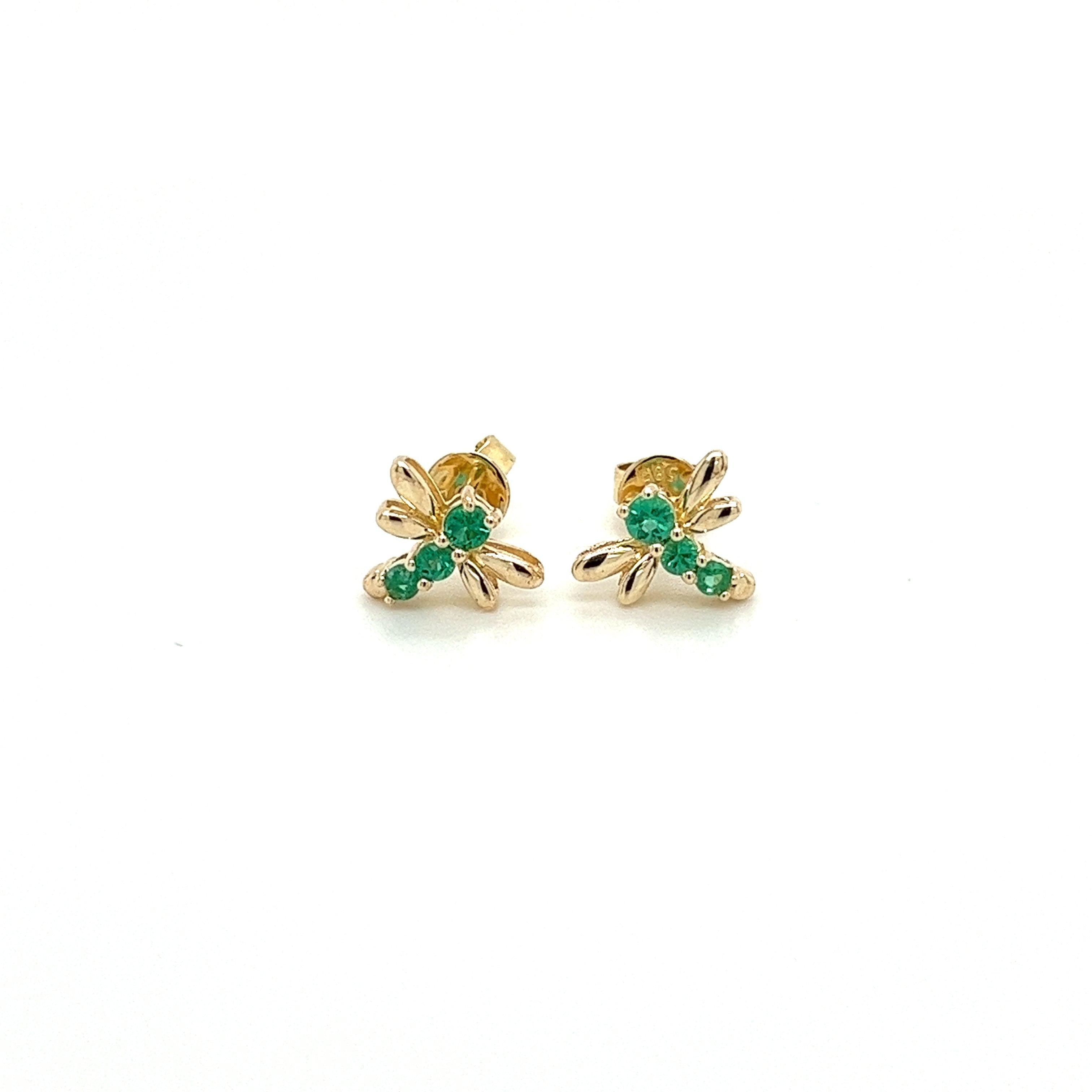 Emerald Butterfly Stud Earrings in 14K Gold-Earrings-ASSAY