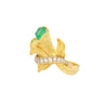 Emerald and Diamond 18K Gold Floral Blossom Matte Finish Ring