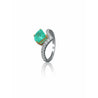 Fancy Cut Natural Colombian Emerald Ring 18k White gold - ASSAY