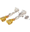 Fancy Vivid Yellow, Pink Diamond and GIA Diamond 18K Earrings