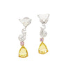 Fancy Vivid Yellow, Pink Diamond and GIA Diamond 18K Earrings