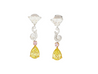 Fancy Vivid Yellow, Pink Diamond and GIA Diamond 18K Earrings-ASSAY