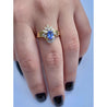 Floral Style Blue Dominant Tanzanite Ring in 14k Yellow Gold and Diamond Ring - ASSAY