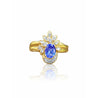 Floral Style Blue Dominant Tanzanite Ring in 14k Yellow Gold and Diamond Ring - ASSAY