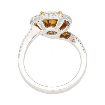 GIA 1.25CT Pear Cut Fancy Green Yellow Diamond 18K Tri-Colored Gold Bypass Ring – Assay Jewelers