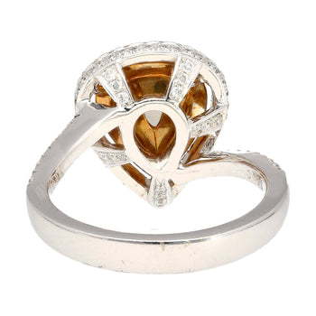 GIA 1.25CT Pear Cut Fancy Green Yellow Diamond 18K Tri-Colored Gold Bypass Ring – Assay Jewelers