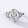 GIA 4.02 Carat Oval Cut Diamond E/VS2 Three Stone Half Moon Sidestone Ring