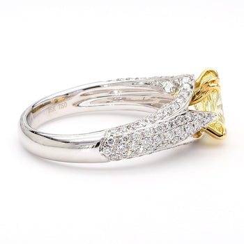 GIA Cert. 1.01 Carat Fancy Intense Yellow Radiant Diamond Pave Set Split Ring – Assay Jewelers