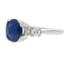 GIA Cert. 1.85 Carat Oval Blue Sapphire & Diamond 14K White Gold 3 Stone Ring