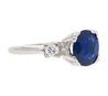 GIA Cert. 1.85 Carat Oval Blue Sapphire & Diamond 14K White Gold 3 Stone Ring