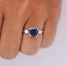 GIA Cert. 1.85 Carat Oval Blue Sapphire & Diamond 14K White Gold 3 Stone Ring