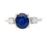 GIA Cert. 1.85 Carat Oval Blue Sapphire & Diamond 14K White Gold 3 Stone Ring