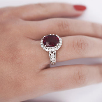 GIA Cert. 5.52 Carat Rubellite and Diamond Halo Filigree Ring – Assay Jewelers