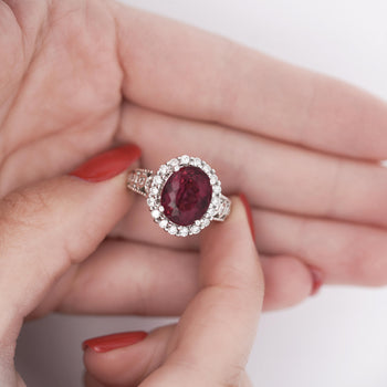 GIA Cert. 5.52 Carat Rubellite and Diamond Halo Filigree Ring – Assay Jewelers