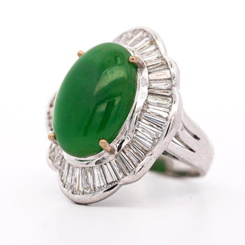 GIA Cert. 8 Carat Burma Jadeite Jade & Diamond 18K White Gold Ballerina Ring – Assay Jewelers