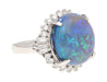 GIA Cert. 8.45 Ct Black Opal &amp; Diamond Halo Platinum Ring