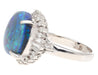 GIA Cert. 8.45 Ct Black Opal &amp; Diamond Halo Platinum Ring