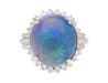 GIA Cert. 8.45 Ct Black Opal &amp; Diamond Halo Platinum Ring