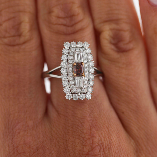 GIA Certified 0.30 Carat Fancy Deep Pink Diamond 18K White Gold Halo Ring