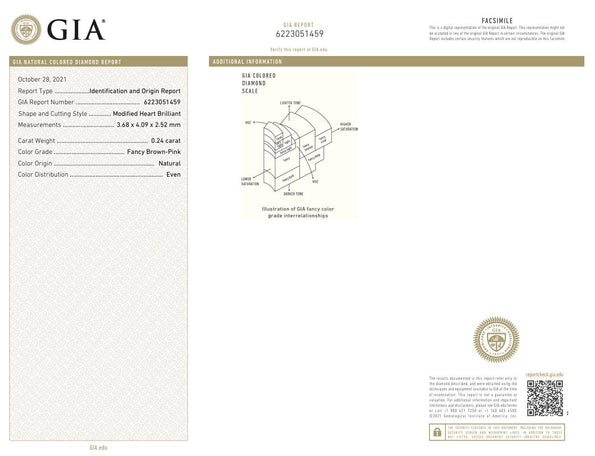 GIA Certified 0.45 Carat Heart Pink Diamond Platinum 18K Rose Gold Stud Earrings