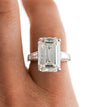 GIA Certified 10.03 Carat Emerald Cut J/VS1 Diamond Platinum Three Stone Ring