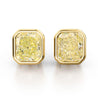 GIA Certified 10.52 Carat Fancy Light Yellow Diamond 18K Gold Bezel Stud Earring